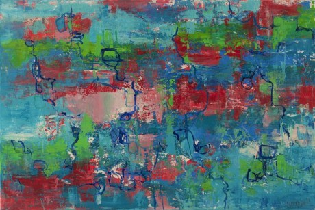 Sandy Campbell - Moments of Reflection, Oil, acrylic and sand on canvas, 89x60x4, 2016